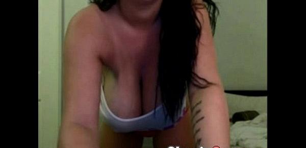  Woman shows her huge amazing tits on webcam